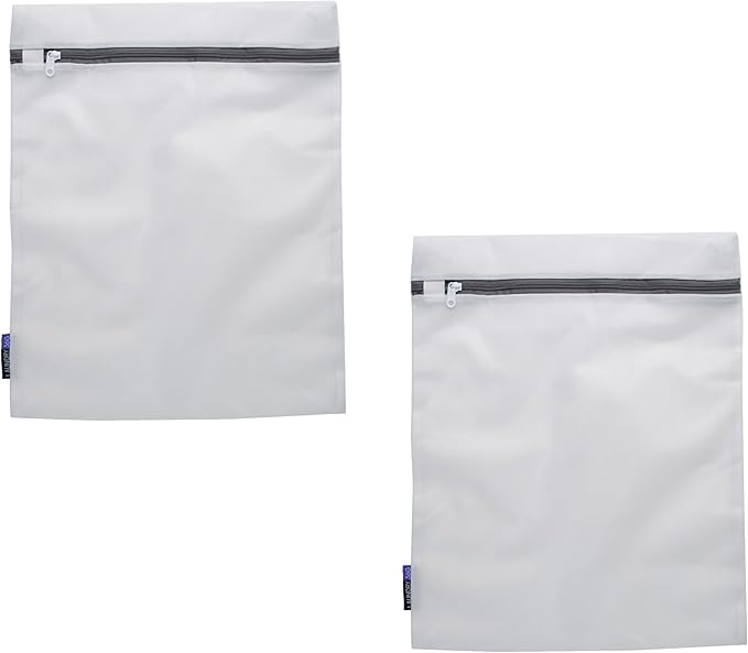 Laundry 360 2 Pack Large Mesh Wash Bag | Laundry | Washing Machine | Zipper Closure | Prevents Pulling and Tearing | Clothes | Garments | Delicates | Socks | White