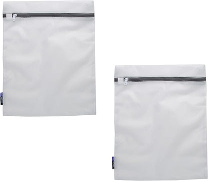 Laundry 360 2 Pack Large Mesh Wash Bag | Laundry | Washing Machine | Zipper Closure | Prevents Pulling and Tearing | Clothes | Garments | Delicates | Socks | White