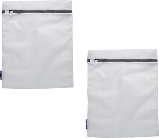 Laundry 360 2 Pack Large Mesh Wash Bag | Laundry | Washing Machine | Zipper Closure | Prevents Pulling and Tearing | Clothes | Garments | Delicates | Socks | White