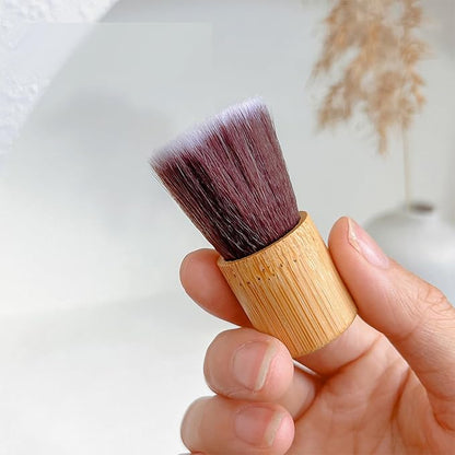 3Pcs Portable Short Handle Nail Arts Dust Brush Nail Dust Cleaning Brush Manicure Brush Nail Art Tools Nail Art Brush with Bamboo Handle for Cleaning Fingernails
