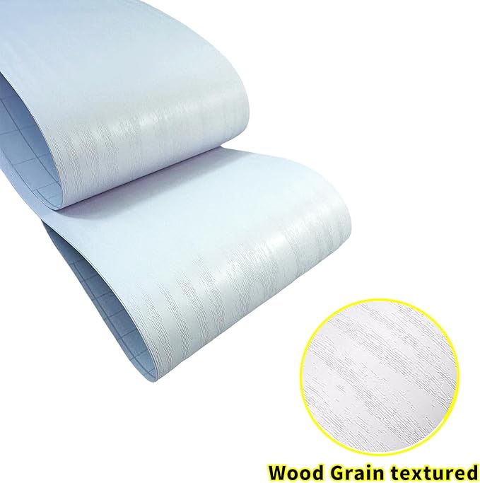 Teemall 10M Black Wood Grain Removable PVC Waterproof Border Wall Decor Removable Self Adhesive Kitchen Bathroom Tiles Sticker Wallpaper 4.2x390 (White, 2" x 390")