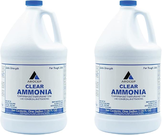 Clear Ammonia Cleaner Liquid, 2 Gallon, Multipurpose, Multi-Surface Cleaning Solution Removes Grease, Hard Water Stains, and Odors, Kitchen and Bathroom Use