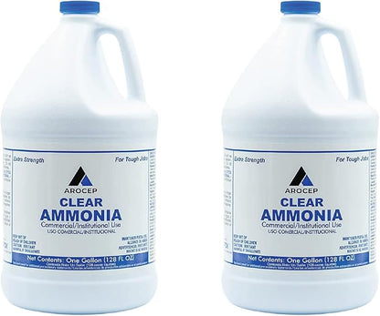 Clear Ammonia Cleaner Liquid, 2 Gallon, Multipurpose, Multi-Surface Cleaning Solution Removes Grease, Hard Water Stains, and Odors, Kitchen and Bathroom Use