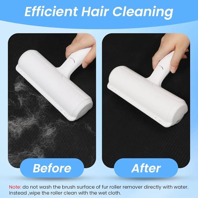 EcoPet's Pet Hair Remover – Reusable Lint Roller for Cat & Dog Fur on Furniture, Clothes, Couch, Carpet, Car, Rugs & Bedding – Portable Hair Removal Tool, Eco-Friendly, Upgraded Handle (White & Red)