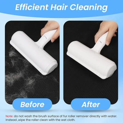 EcoPet's Pet Hair Remover – Reusable Lint Roller for Cat & Dog Fur on Furniture, Clothes, Couch, Carpet, Car, Rugs & Bedding – Portable Hair Removal Tool, Eco-Friendly, Upgraded Handle (White & Red)