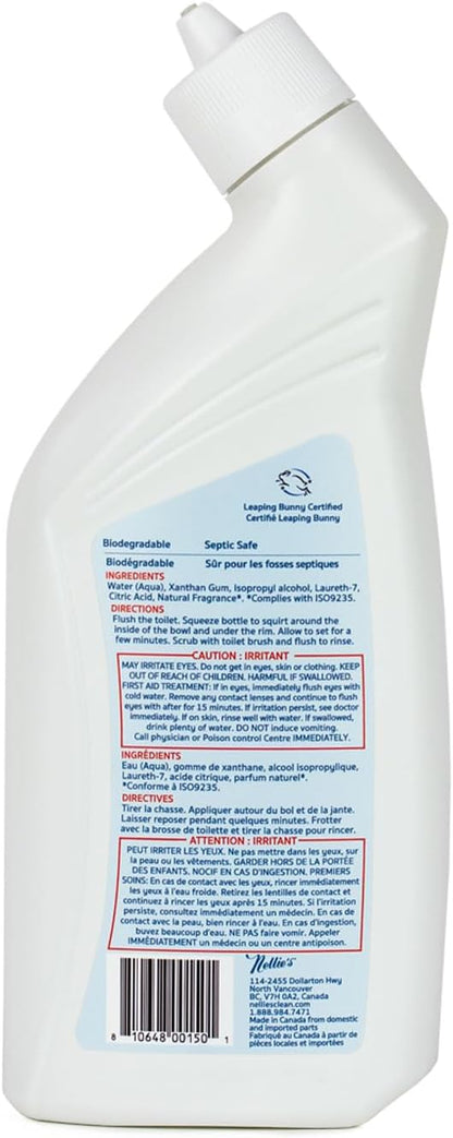Nellie's Toilet Bowl Cleaner – Gentle Plant-Based Formula – Septic-Safe and Effective Cleaning Solution with Refreshing Lemongrass Scent – Made in Canada