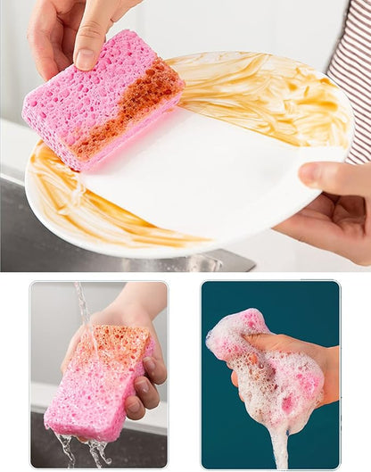 METUUTER 12-Count Kitchen Sponges- Compressed Cellulose Sponges Non-Scratch Natural Dish Sponge for Kitchen Bathroom Cars, Funny Cut-Outs DIY for Kids-Absorb Water Before Use