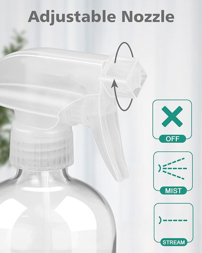 Rionisor Glass Spray Bottles with Silicone Sleeve Protection, Empty 16OZ Reusable Spray Bottles, Refillable Containers with Spray Nozzles for Cleaning Solutions, Plants and Essential Oils 1 Pack Green