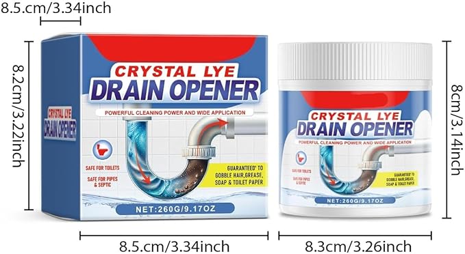 Crystal Lye Drain Opener,Powerful Pipe Dredging Agent, Sink & Drain Cleaner Powder, Toilet Cleaner Foam PowderAll-Purpose Drain Unblocker for Kitchen Bathroom Toilet Shower