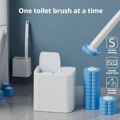 Disposable Toilet Brush,Toilet Cleaner Brush with 18 Replacement Heads & Holder,Automatic Lid Opening,for Cleaning & Hygienic Bathroom Toilets Shower Tiles Maintenance NewUpgrade (Gray)