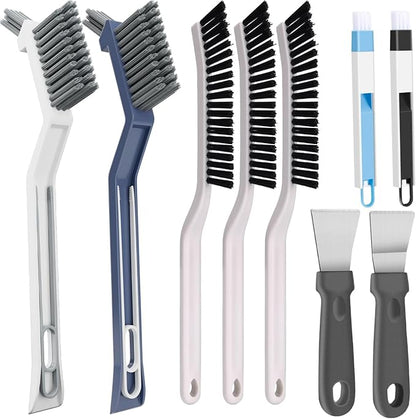 11PCS Crevice Cleaning Brush Set, Groove Gap Cleaning Tool Hard Bristle Recess Cleaning Brush Crevice Gaps Cleaning Tool for Deep Cleaning Kitchen, Bathroom, Grout, Sink, Corners, Tight Spaces & More