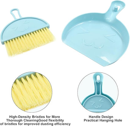 Hitefu Small Broom and Dustpan Set, Mini Dust Pans and Brush Set, Broom with Dustpan Combo Set for Home Cleaning, Sofa, Kitchen, Table, Countertops, Storage Shelves & Pets Area(3 Colors)