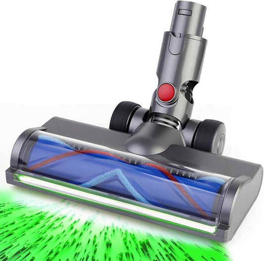 Dust Detection Replacement Brush Head for Dyson V6 DC58 DC59 DC61 DC62 DC74 SV04 SV06 SV09 – LED Green Light Floor & Carpet Attachment, Vacuum Head Accessory for Deep Cleaning