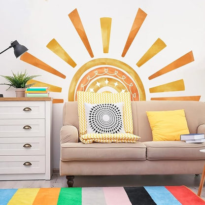 Wall Stickers Decals Kids Peel and Stick Removable for Nursery Kids Bedroom Living Room décor Boys Playroom (Sun Rainbow)
