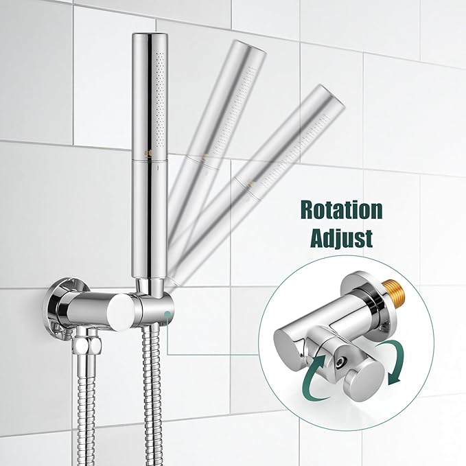 Heyalan Brass 2 in1 Function Handheld Spray Hand Shower High Pressure Handheld Sprinklert Shower Wand with Shower Hose and Adjustable Hand Shower Holder, Polished Chrome