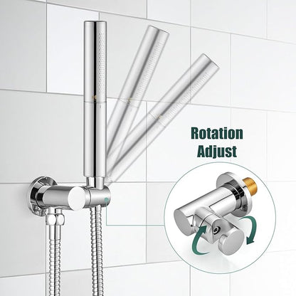 Heyalan Brass 2 in1 Function Handheld Spray Hand Shower High Pressure Handheld Sprinklert Shower Wand with Shower Hose and Adjustable Hand Shower Holder, Polished Chrome