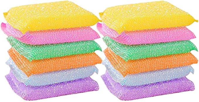 Multi-Purpose Scouring Pads by Scrub-It/Non- Scratch Cleaning for Pots, Pans, Dishes, Utensils & Non-Stick Cookware - Sponge Use for Kitchen, Bathroom (12)