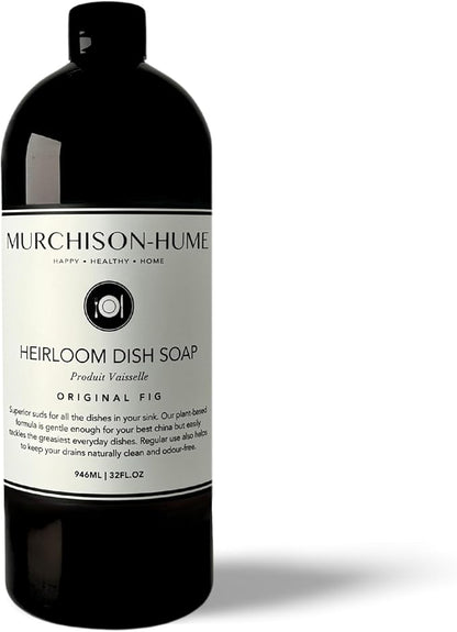 Murchison-Hume Heirloom Dish Soap Refill | Plant-Based Dishwashing Liquid | Cuts Grease | Gentle on Hands | Hypoallergenic | Biodegradable | Safe for Fine China | Original Fig | 32 fl oz