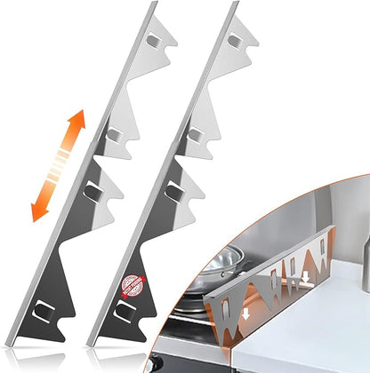 Stainless Steel Stove Gap Covers,Stove Gap Filler, Range Trim Kit, Stove Gap Guards, Heat Resistant and Easy to Clean, Easy retractable Length 13.8" to 27.5", Width 0.79",Silver(2PCS)