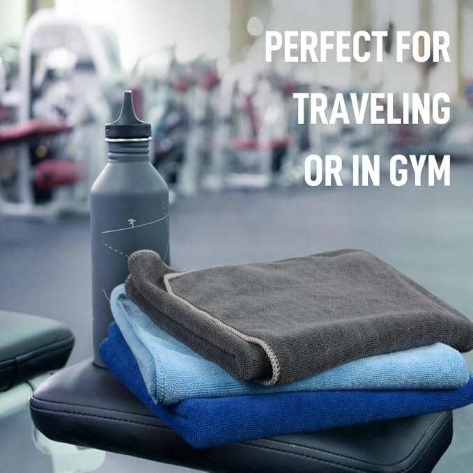 SINLAND Microfiber Gym Towels Super Absorbent Compact Travel Workout Towel Quick Dry Camping Sweat Towel for Sports Beach Swimming Backpacking Hiking and Yoga Men Women 16 Inch X 32 Inch