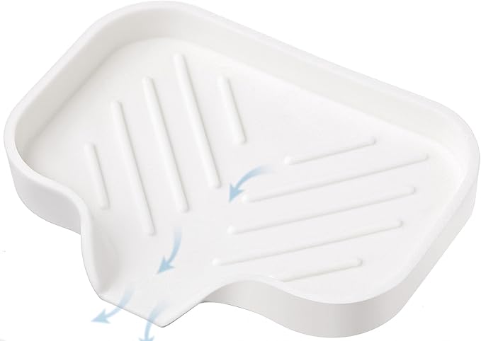 Silicone Soap Dish & Tray - Self Draining, Durable Rubber with Drainage - Kitchen & Shower Soap Holder