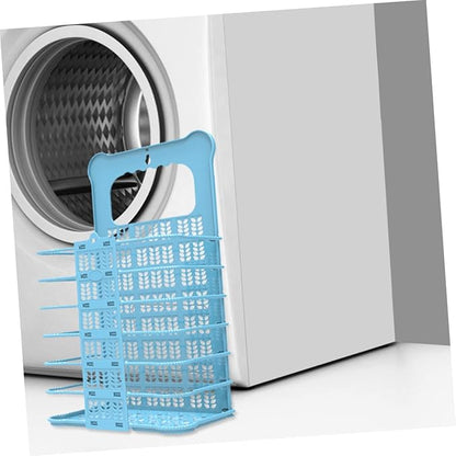 Collapsible Wall Mount Laundry Basket with Hollow Design Plastic Storage Organizer for Clothes and Blankets Space Saving Folding Hamper for Home and Dorm Use Blue Small
