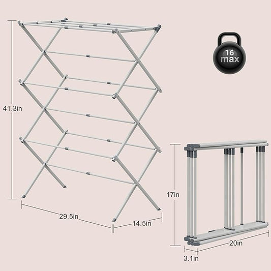 SsngygHme Drying Rack for Laundry, Foldable Clothes Drying Rack, Small Collapsible Dry Rack for Clothes, Use for Indoor & Outdoor Drying Clothes, 40"x29"x14.5"(White)