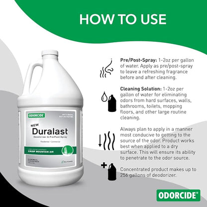 Odorcide Duralast Crisp Mountain Air Pet Urine Odor Eliminator – Pet Deodorizers for Home for Strong Odors – Pet Urine Deodorizer – Pet Odor Eliminator for Home w/Non-Enzymatic Formula (1 Gallon)