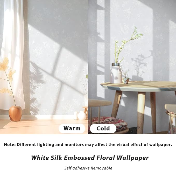 White Wallpaper Silk Embossed Floral White 393inL 17.7inWContact Paper for Cabinets Furniture Textured Thicken Self Adhesive Wallpaper for Bedroom Flower Solid Contact Paper Vinyl Shelf Liner
