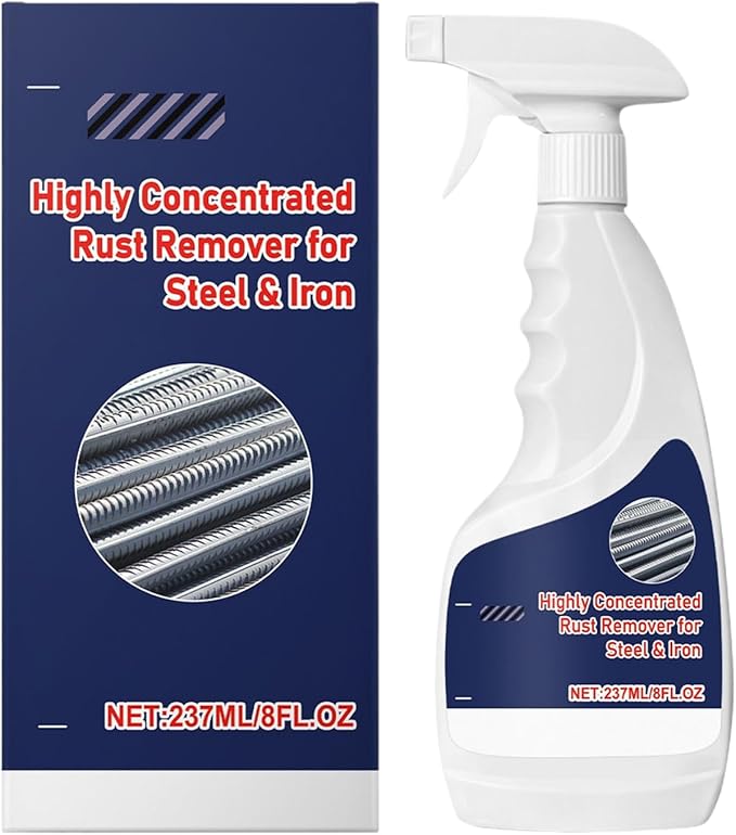 Rust Remover - Metal Cleaner | 237ML Rust Stain Eliminator For Steel Iron Aluminum, Car Bathroom Kitchen Oven Sink, Heavy Duty Solution, Easy Spray Application, Multi Use