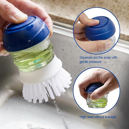 CELOX 2 Pack Dish Brush with Soap Dispenser Soap Dispensing Palm Brush for Cleaning Pots, Dishes