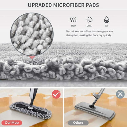 MANGOTIME Spray Mop for Floor Cleaning - Microfiber Dry Wet Floor Mop with 3 Washable Pads & 1 Refillable Bottle for Hardwood Laminate Tile Wood Vinyl Ceramic