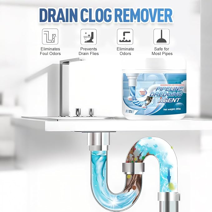 Drain Clog Remover, Powerful Pipe Dredging Agent, Sink Drain Cleaner for Kitchen Bathroom, Unclogging Solution for Pipes, Toilets & Showers (3)