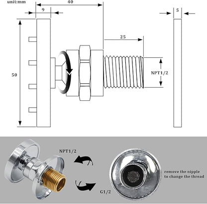 HOMEDEC Showerhead Body Spray Massage Spa Shower Jet in Wall for Bathroom (Dia 2inch, Chrome Finish)
