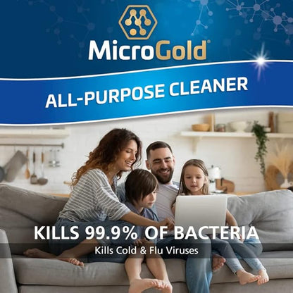 MicroGold All-Purpose Cleaner Spray Kills 99.9% of Bacteria and Viruses Bleach Free for Use in Kitchens and Bathrooms, 24 Fluid Ounces, 2 Pack
