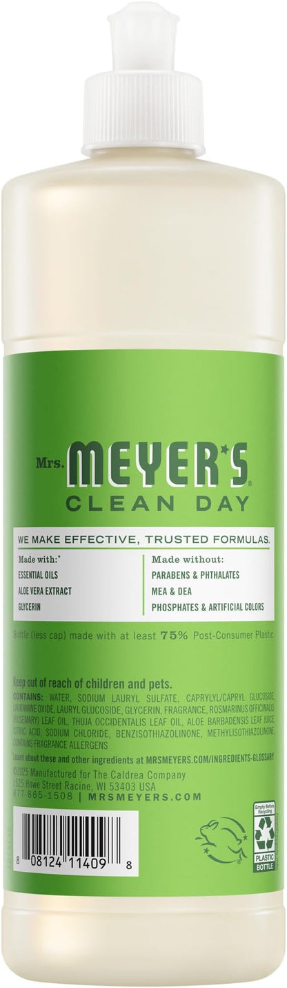 Mrs. MEYER'S CLEAN DAY Liquid Dish Soap, Fresh Cut Grass Scent, 16 Fl Oz Bottle - 3 Pack