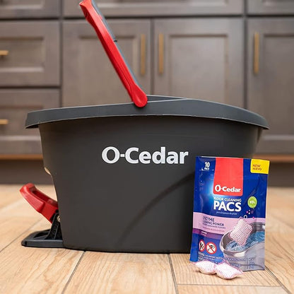 O-Cedar EasyWring Microfiber Spin Mop & Bucket Floor Cleaning System + 2 Extra Mop Head Replacements with Lavender Pac (Variety Pack)