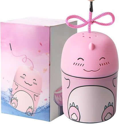 Toilet Bowl Cleaner-Cute Dinosaur-Shaped Toilet Bowl Cleaner Bottle Automatic Bathroom Toilet Tank Cleaner Easy-To-Use Septic Safe Toilet Cleaner in Bottle with Peach Scent (1, pink)