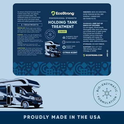 Eco Strong RV Toilet Treatment | RV Black Tank Treatment | RV Holding Tank Digestor, Odor Eliminator, and Cleaner | Perfect for Campers, RVs, Boats, 16 Treatments, Citrus