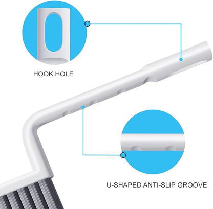 V-Shaped Grout Cleaner Brush, 3 Pcs Grout Brushes for Tile Floor, Handheld Grout Cleaning Brushes Set with 3 Hooks for Shower, Bathroom, Kitchen, Home Use, Stiff Bristle