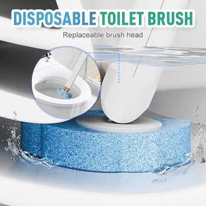 Disposable Toilet Cleaning System: Toilet Brush & Holder Kit with 18PCS Pre-Soaked Cleaner Wall-Mount Scrubbing Toilet Brush Bathroom Cleaning Kit (Grey)