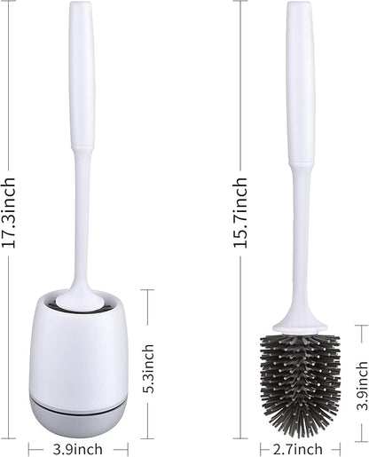 RV Toilet Bowl Brush and Holder, Silicone Toilet Bowl Brush Cleaning Toilet Scrubber Set with Non-Scratch Silicone Bristles Deep Cleaning. Wall Mount for Motorhome Travel, Travel Trailers, Camper