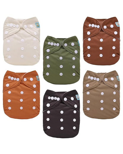 ALVABABY Baby Cloth Diaper 6 Pack with 12 Inserts One Size Cloth Diaper Covers Adjustable Washable Reusable for Baby Girls and Boys