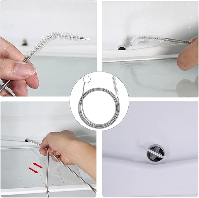 Extra Long Pipe Tube Cleaner Fridge Drain Pipe Dredging Tool Flexible Drain Brush Skinny Tube Spiral Cleaning Brush Drinking Straw Cleaner Brush Nylon Spring Aquarium Filter Brush 155CM (1)