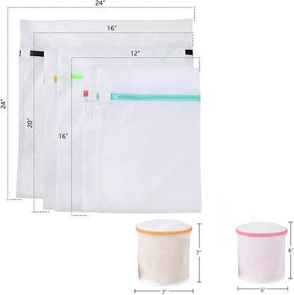BAGAIL Laundry Bags Mesh Wash Bag for Intimates Lingerie and Delicates,7Pcs(1XL,2L,2M,2 Bra Bags) (Pack of 2)