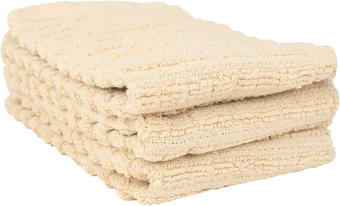 Ritz Royale Collection 100% Combed Terry Cotton, Highly Absorbent, Kitchen Dish Cloth Set, 13-3/4" x 12", 3-Pack, Solid, Latte
