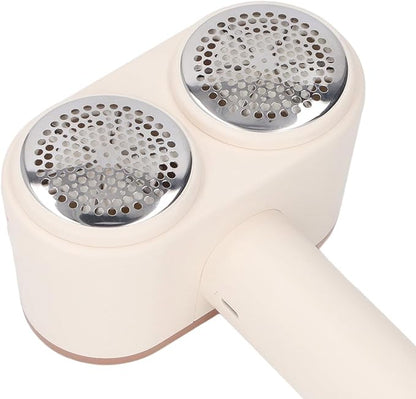 Electric Fabric Shaver Electric Lint Remover Fabric Shaver Dual Heads 4 Speeds 12 Blades Rechargeable Large Fuzz Remover for Clothes Couch Furniture Black (Creamy White)
