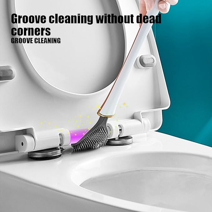 Modern Flexible Silicone Toilet Caspa for Home, Modern Home Flexible Silicone Toilet Brush, Wall Mounted Silicone Toilet Brush and Holder Set with Dispenser, Automatic Opening & Closing (1-E)