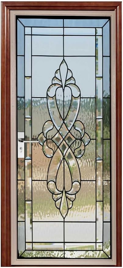 A.Monamour 3D Door Stickers for Interior Doors Stained Glass Front Door Vinyl Waterproof Self Adhesive Door Mural Decals for Bedroom Office Bathroom 95x215cm