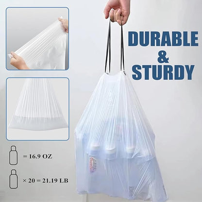 UhomeyUhao 8 Gallon Trash Bags - Medium Size, 42 Count, Unscented, Tear Resistant, Ideal for Bathroom, Kitchen, Office